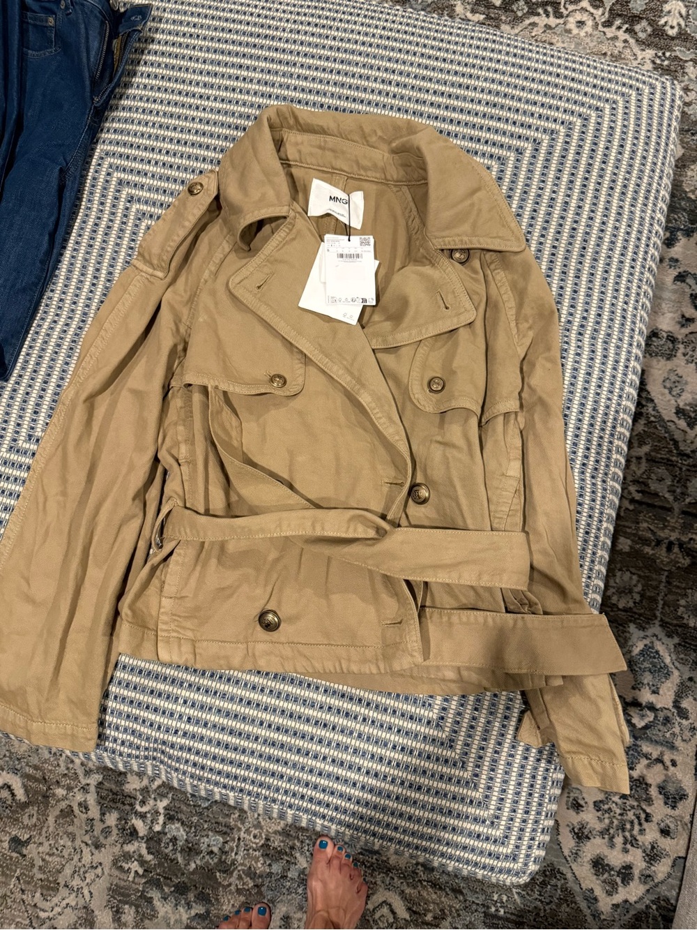 Mango Women's Khaki Belted Trench Coat